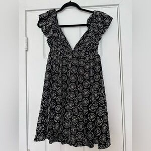 Vici Black and Silver Backless Floral Dress